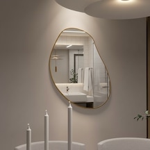 70x91 Cm Modern Düzensiz Organik Form Duvar Aynası Altın Çerçeveli Dekoratif Banyo Ve Salon Ayna Modeli Altın 70x91 Cm Modern Düzensiz Organik Form Duvar Aynası Altın Çerçeveli Dekoratif Banyo Ve Salon Ayna Modeli Altın