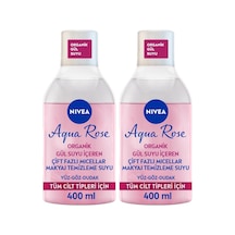 Nıvea Aqua Rose Organik Gül Suyu İçeren Çift Fazlı Makyaj Temizleme Suyu, 400 Ml, Tüm Cilt Tipleri İçin, Yüz, G
