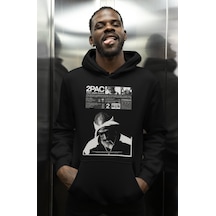 Sevbano 2pac Tasarım Rapper Tupac Baskılı Unisex Oversize Şarkıcı Hoodie Siyah