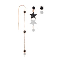 Gümüş Rose Onix Taşlı Yıldız Kombin Üçlü Küpe Seti N11.48097