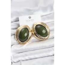Tua Moda Pirinç Yeşil Badem Model Vintage Gold Kadın Küpe Çok Renkli