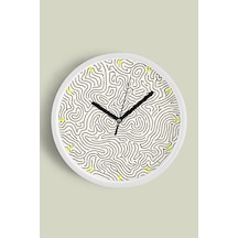 Modern Tasarım Duvar Saati - 35cm - Önü Camlı Beyaz Kasa - Sessiz Mekanizma-jh0599 Beyaz