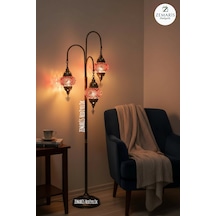 El Yapımı Otantik Mozaik Dekoratif Kollu Lambader Bordo - 821443458 Diğer