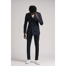 Adimo Slimfit Sivri Yaka Çift Yırtmaçlı Çizgili Kruvaze Takım Elbise 001 Adimo Slimfit Sivri Yaka Çift Yırtmaçlı Çizgili Kruvaze Takım Elbise 001