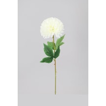 Yapay Çiçek Deposu Yapay Çiçek Lüx Top Kasımpatı Dalı 60 Cm Beyaz