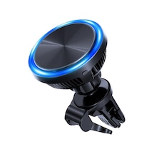 Gw02 Izgara Klipsli Işıklı Soğutmalı Ayaklı 30w Kablosuz Şarjlı Magsafe Araç İçi Telefon Tutucu Siyah