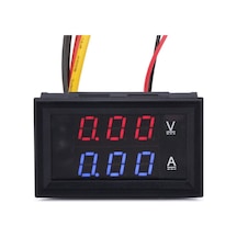 Dc 100v 10a-0.56 İnç Mini Dijital Voltmetre Ampermetre Dc 100v 10a Voltmetre Akım Ölçer Test Cihazı Mavi + Kırmızı Çift Led Ekran Yeşil Kırmızı Sarı