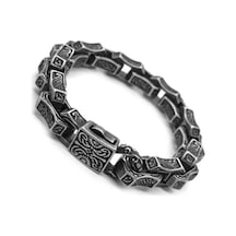Motifli Kalın Gemi Zinciri Model Çelik Erkek Bileklik Cblmotzıncr-syh Metalik