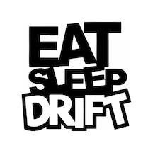 Eat Sleep Drift Araba Sticker Siyah 16x16 Cm