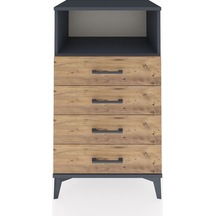 Hyperion Komodin Tek Raflı 4 Çekmeceli 60x44x106 Antrasit-çam Antrasit