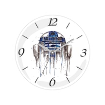 R2-d2 Star Wars Sessiz Akar Bombeli Gerçek Cam Duvar Saati Siyah
