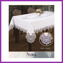 Bezos Nora Model 155x260 Cm Keten Masa Örtüsü Krem-krem Tablecloth Şık Ev Dekoru Bty
