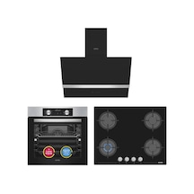 Simfer 10 Fonksiyon Airfry Plus Inox 3'lü Ankastre Set (8210 Fırın + 3653 Ocak + 8738 Davlumbaz)