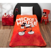 Taç Lisanslı Battaniye Mickey Mouse Classic Red Tek Kişilik