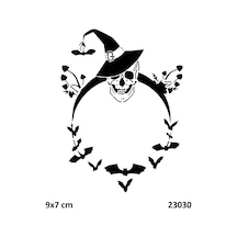Airbrush Tattoo Cadı Kuru Kafa Yapışkanlı Stencil Süsleme Ve Boyama Kalıbı