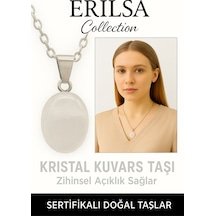 Erilsa Sertifikalı Oval Kristal Kuvars Taşı Kolye Arınma, Şifa Ve Ener Çok Renkli