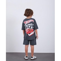 Cg Kids Hot Wheells Erkek Çocuk Tshirt&şort Alt Üst Takım Sırt Baskı Detaylı Gri
