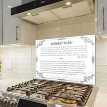 Decorita Cam Ocak Arkası Koruyucu Bereket Duası Beyaz Fon 49.5 CM x 76 CM