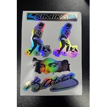 Kemal Atatürk Hologram 10x15 Cm Kaliteli Baskı Stıcker 1 Takim Etıket