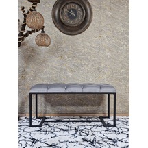 Zafir Siyah Boyalı - L - Ayaklı 100 Cm X 38 Cm Oturak - Bench - Makyaj Taburesi - Makyaj Oturak Gri