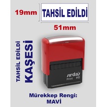 Tahsil Edildi Kaşesi, 912 51mm 19mm Mavi Keçeli Otomatik Kaşe