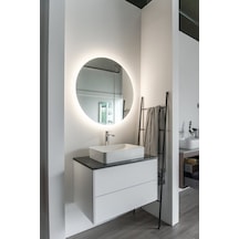 Nuun Dekor 60cm Beyaz Ledli Banyo Aynası Yuvarlak Duvar Aynası - Trafolu