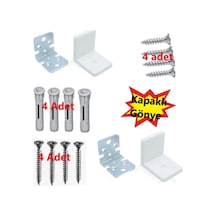 Mobilya Dolap Duvar Montaj Beyaz Askı Elemanı - Dekoratif L Demir Gönye Köşebent - Köşe Bağlantı Aparatı 2 Adet