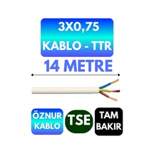 Öznur 3x0,75 Ttr Kablo Beyaz Metre Seçenekli - 14 Metre