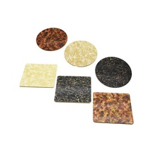 Renkli Desenli Ahşap Nihale Mix Yuvarlak--kare 19.5cm Beyaz