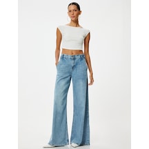 Koton Crop Tişört Bürümcük Sırt Detaylı Kap Kol Kayık Yaka Slim Fit Ekru 4sal30379ık Ekru