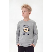 Fyk Kids Yuvarlak Yaka Uzun Kollu Baskı Detaylı Erkek Çocuk Sweatshirt Gri