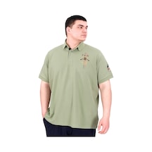 Mode Xl Büyük Beden Erkek Polo Yaka T-shirt Nakışlı U25307 Çağla Çağla Yeşili