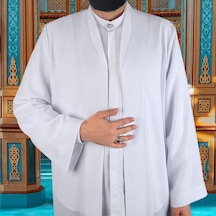 Beyaz Buhara Yaka Pratik Namaz Cübbesi Çok Renkli