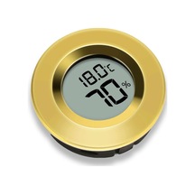 Cigarloong Dijital Mini Higrometre Nem Isı Ölçer Yuvarlak Gold