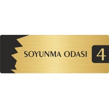 Metal Departman Kapı İsimliği, Yönlendirme Levhası Soyunma Odası 4 5x20 Cm Altın Renk