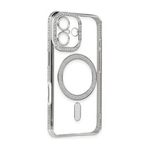 Apple İphone 16 Kılıf Joke Simli Magneticsafe Kılıf - Gümüş Çok Renkli