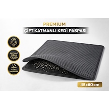 Kedi Elekli Tuvalet Önü Kum Tutucu Paspas 45 Cm - 60 Cm Gri