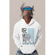 Sevbano Satoru Gojo Baskılı Unisex Oversize Jujutsu Kaisen Anime Dizi Kar beyaz
