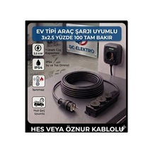Kauçuk 3 Lü Evde Araç Şarjı Uyumlu 5 Metre 3x2.5 Mm Ttr Tam Bakır Hes Veya Öznur Kablolu Kauçuk 3 Lü Ip54 Uyumlu Uzatma Seyyar - 878338893