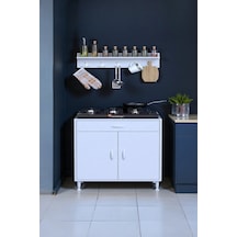 Eliusta Mono Duvara Monte 70 Cm Baharat Raflı Ocak Altı Dolap 70x88x48 Cm Tüp Bölmeli Mutfak Ünitesi Beyaz