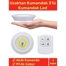 Lüks Av Kamp Ev Okul Araba Otel Pilli Uzaktan Kumandalı Yapışkanlı Dayanıklı 3'lü Led Spot - 1 Adet Çok Renkli