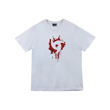 Mangekyu Sharingan Anime Baskılı Unisex %100 Pamuk Beyaz T-shirt Beyaz