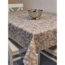 Elyaflı Pvc Muşamba - Desenli Silinebilir Masa Örtüsü Krem Fnt1248 Kahverengi