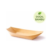 50'li Pkt Büyük Bambu Kayık Tadım Tabağı 17x9 Cm Kokteyl Sunum Tabağı Catering Parti Servis Tabak