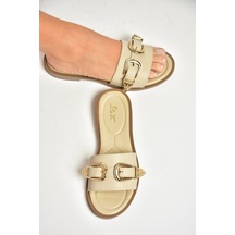 Fox Shoes U250110109 Bej Tokalı Kadın Terlik Bej-suni Deri Bej
