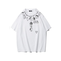Brz Collectıon Brz Collection Unisex Oversize Dangerous Animal T-shirt Beyaz