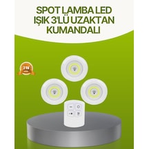 Uzaktan Kumandalı 3 Lü Kablosuz Led Spot Lamba Seti Yapışkanlı Pratik Kullanım Renkli 74782924