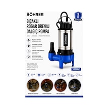 V750df Bıçaklı Rögar Drenaj Dalgıç Pompa 1.10 Hp 300 L/dak Kirli Su Foseptik Ve Atık Su Tahli