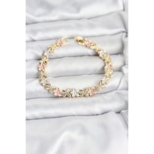 Lotus Model Pirinç Gold Ve Pembe Renk Kadın Bileklik - Tj-bb8146 Çok Renkli