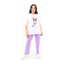Kadın Büyük Beden Kelebek Baskı Detaylı T-shirt Takım 8114-25 001
